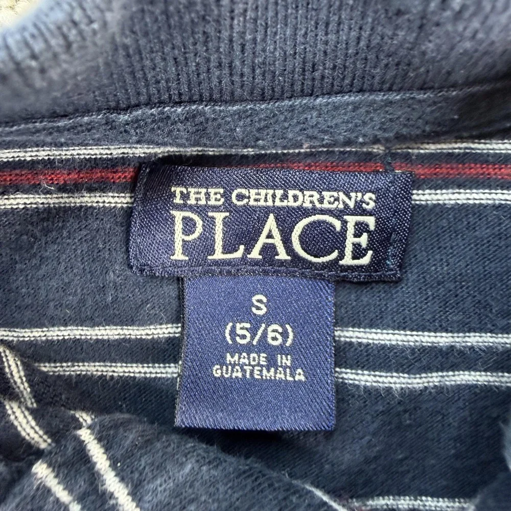 The Children's Place Polo Shirt Kids Small 5-6 Blue Stripe Long Sleeve Cotton